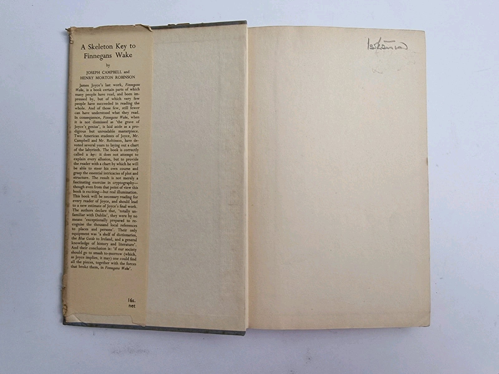 A Skeleton Key To Finnegans Wake Joseph Campbell/Henry Morton Robinson — 1st Ed.