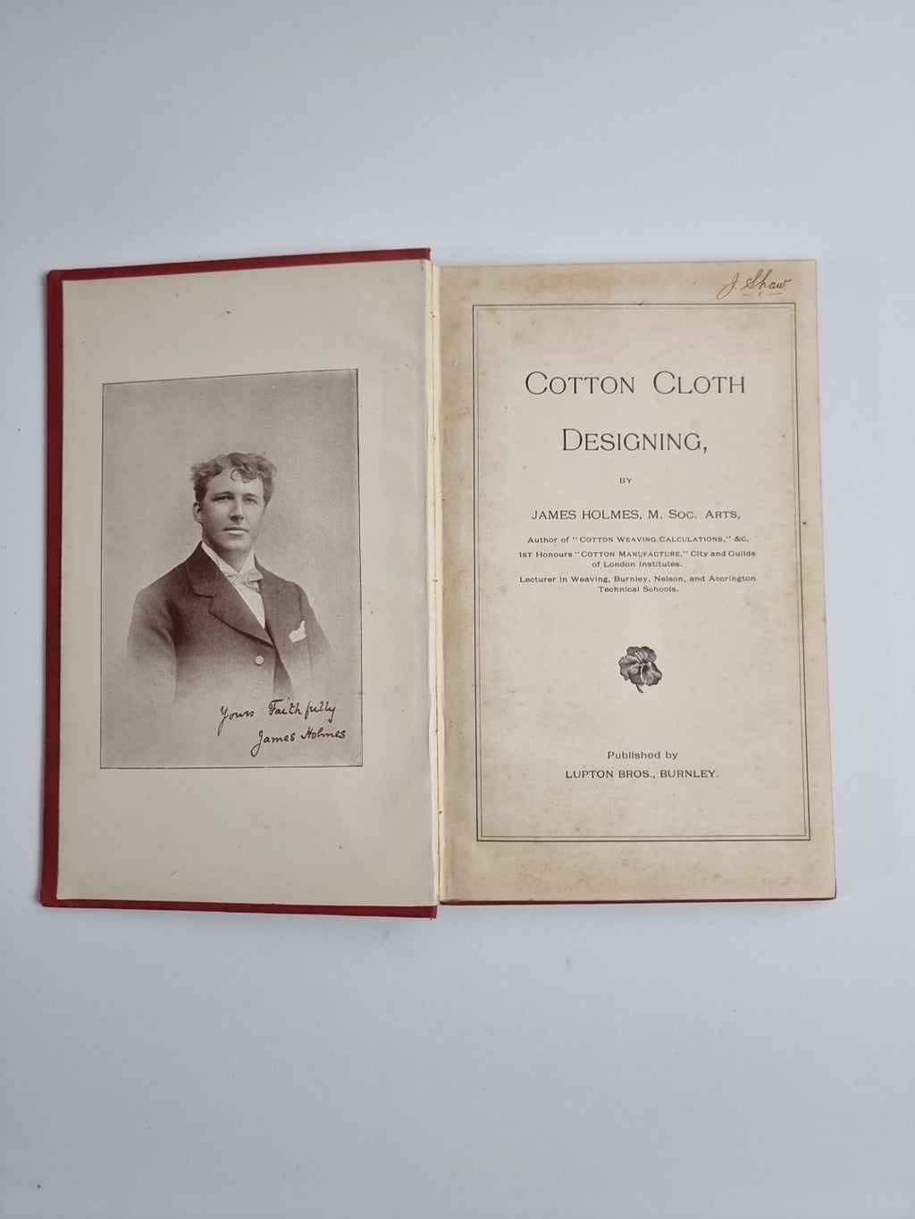 Cotton Cloth Designing. HOLMES (James). 1st Edition 