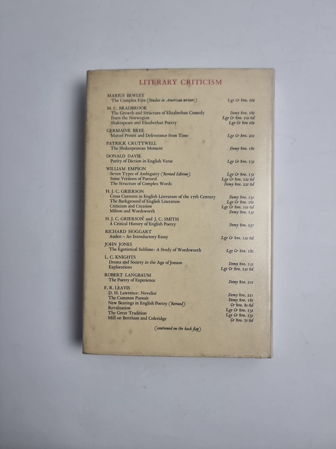 THE SHAPING SPIRIT by A. Alvarez HB 1958 1st ED / 1st Print