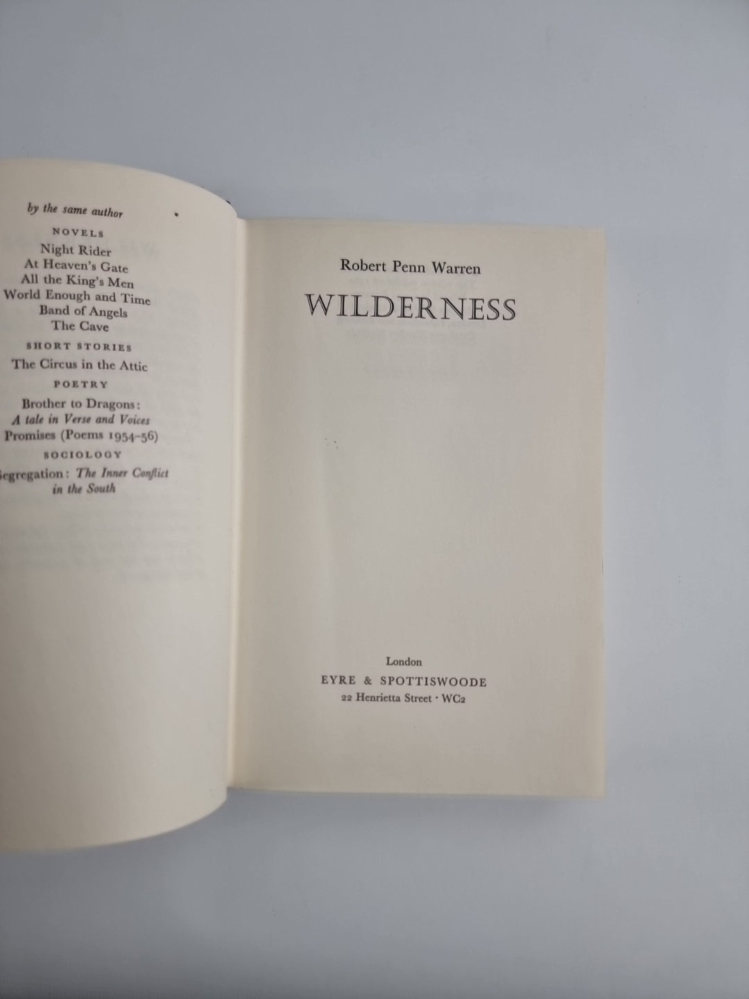 Robert Penn WARREN / Wilderness 1st Edition