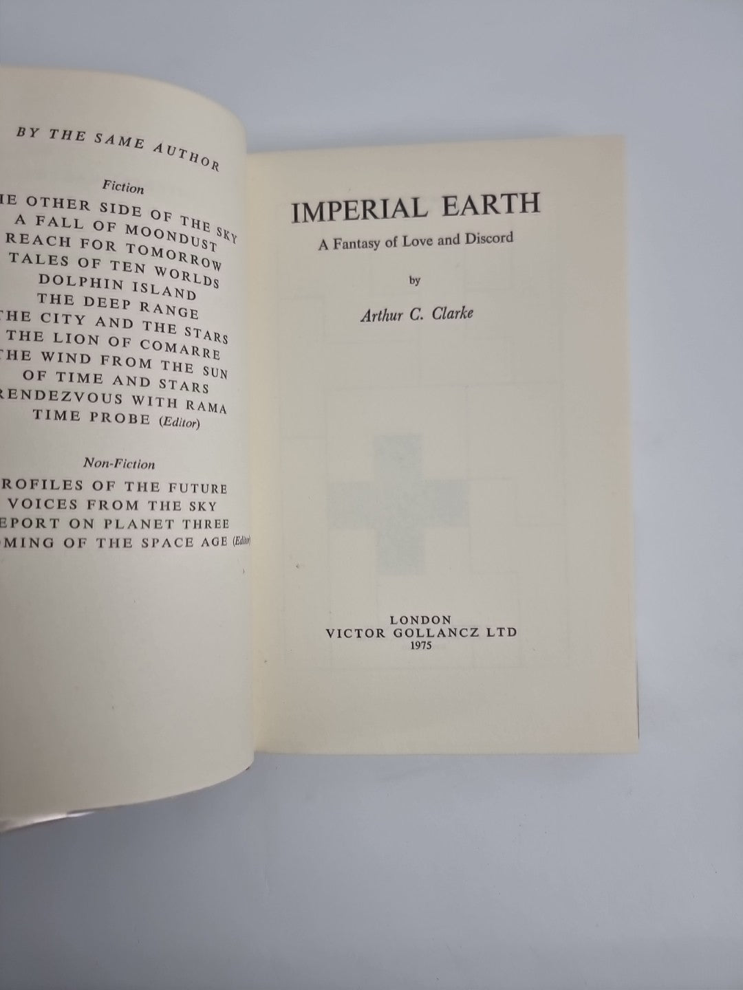 1975 Imperial Earth Arthur C Clarke 1st Edition Protective Wrapper. Fine Unread.