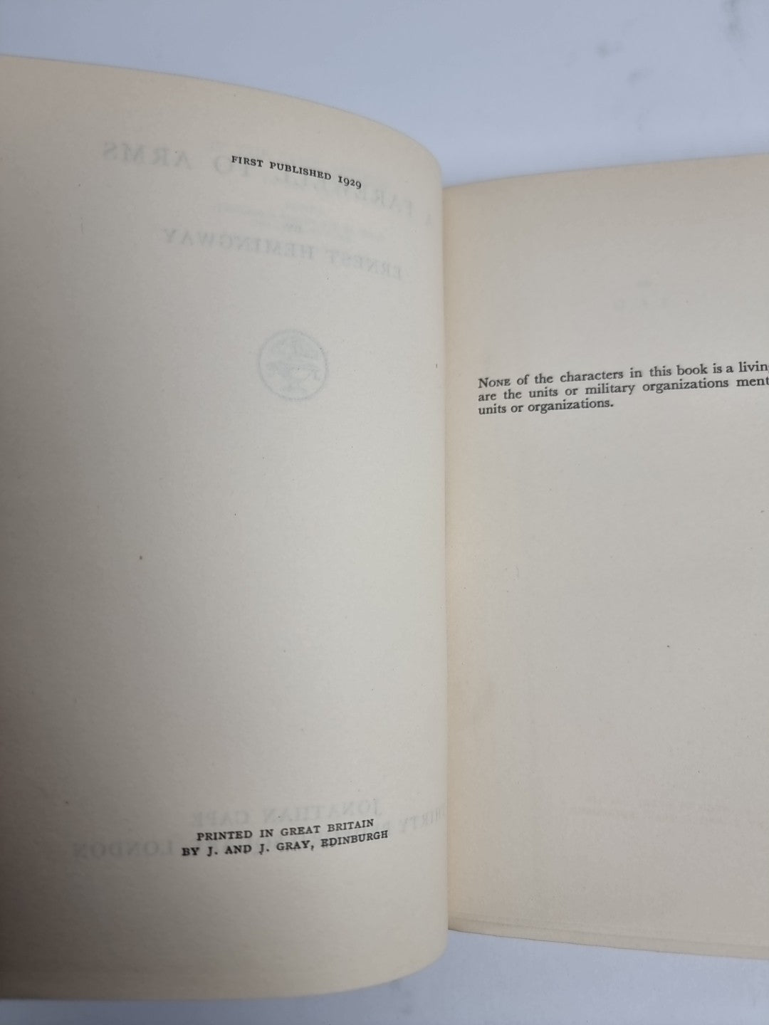 1929 A Farewell to Arms Ernest Hemingway First Edition  First Print