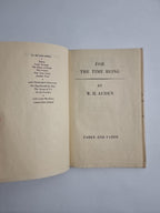 AUDEN, W. H. For the time being    Hardcover Rare 1st Edition