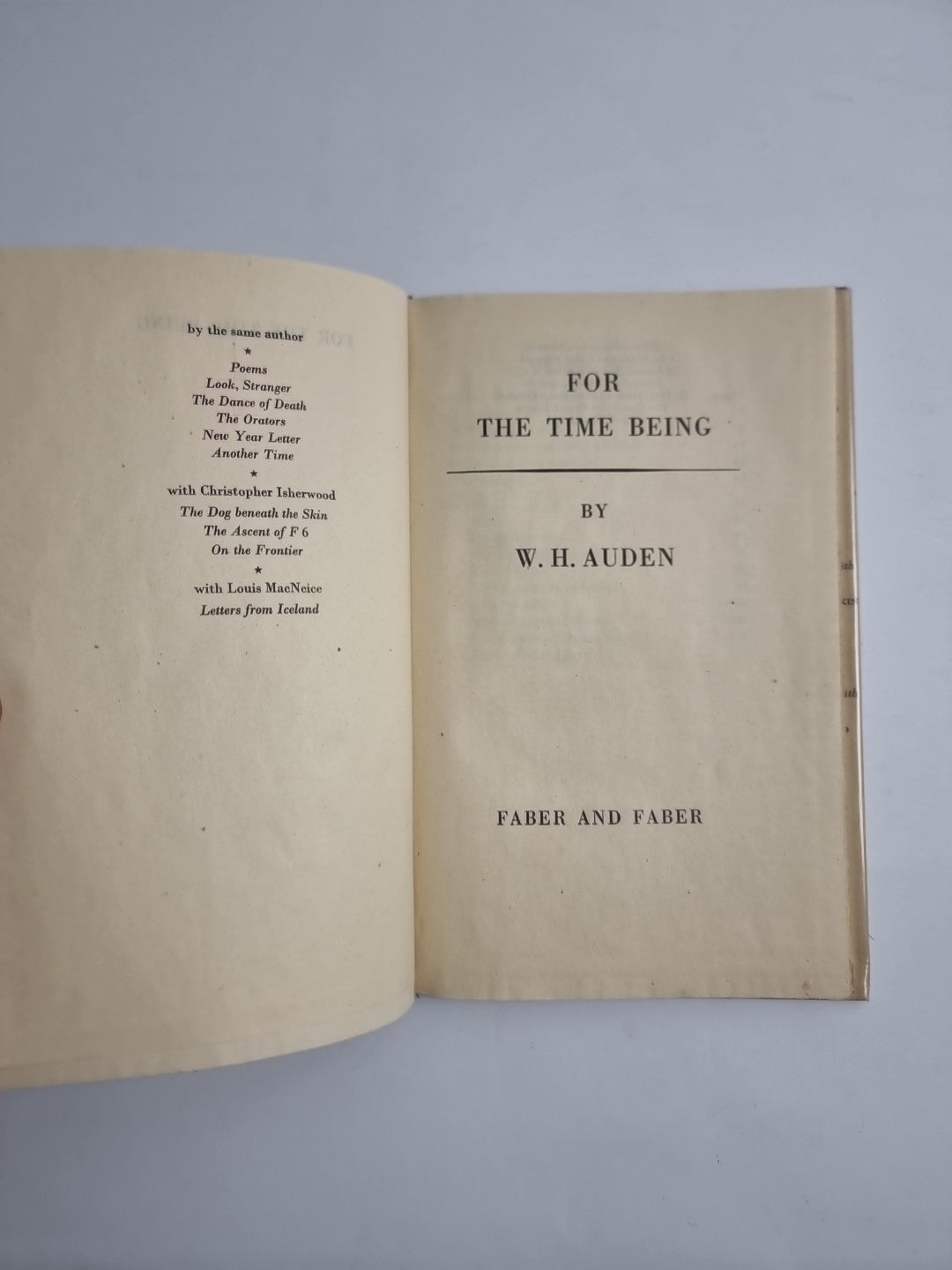 AUDEN, W. H. For the time being    Hardcover Rare 1st Edition