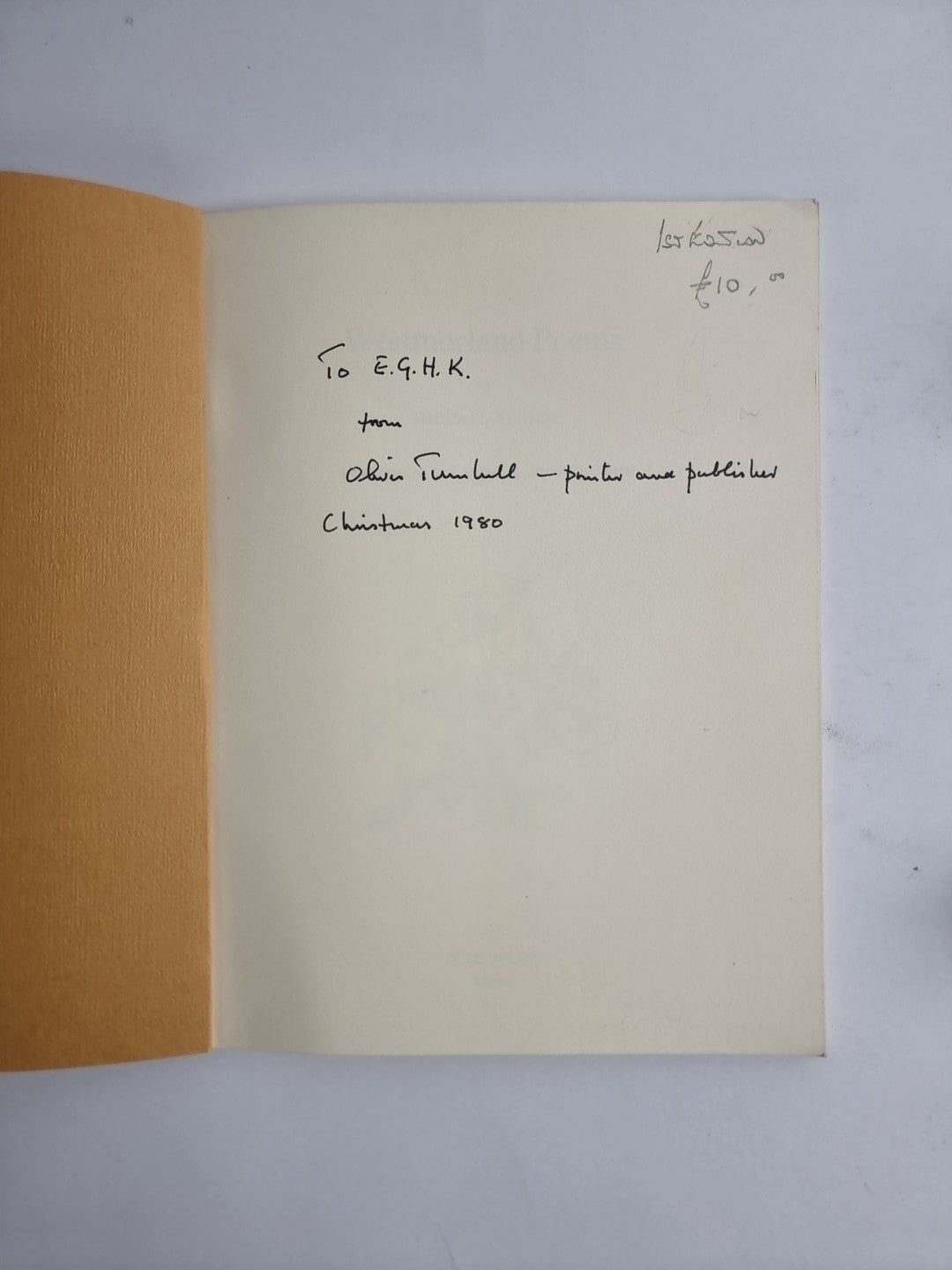 Westmorland Poems, Michael Finch, Drawings by Caroline A. Metcalfe-Gibson — 1st