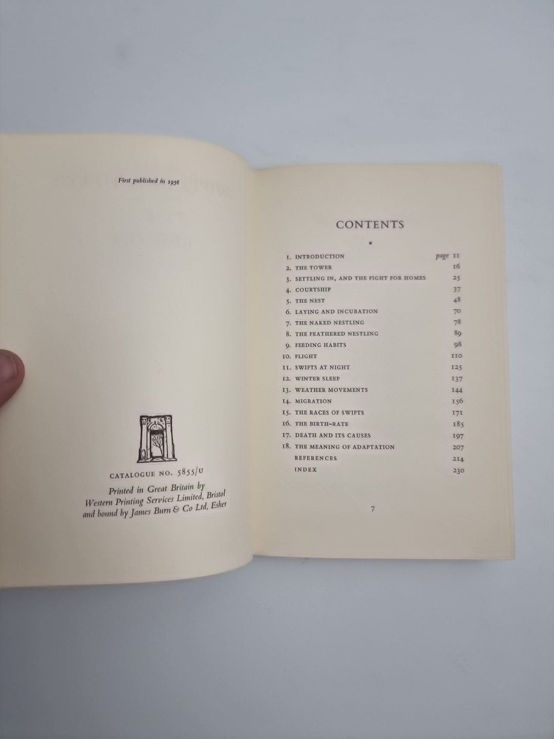 Swifts in a Tower - David Lack - 1956 1st Edition, Fine HB-DJ