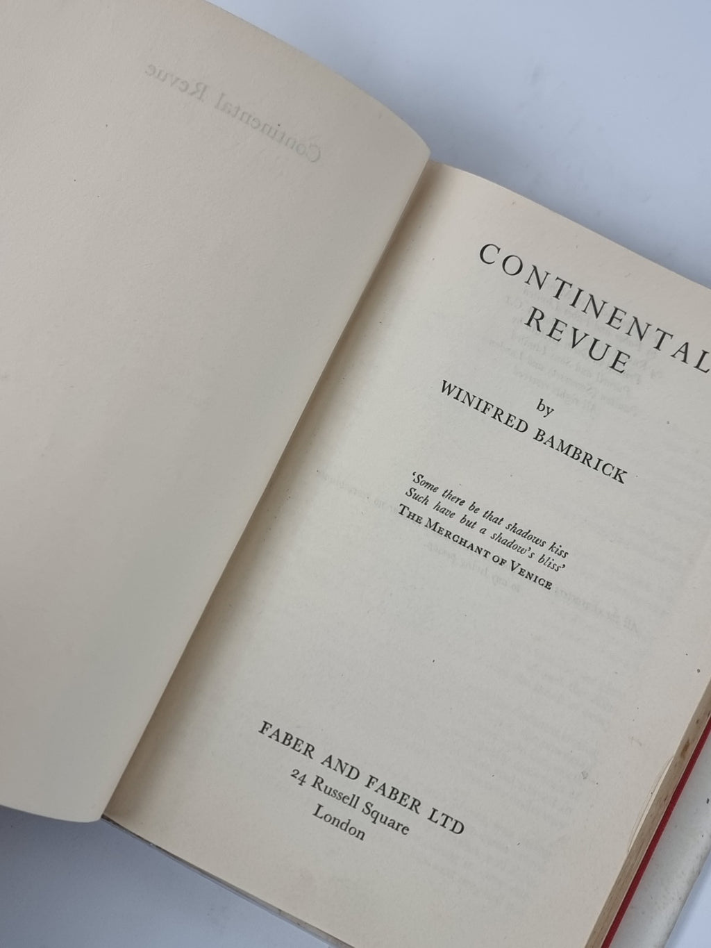 Continental Revue, Winifred Bambrick - First Edition
