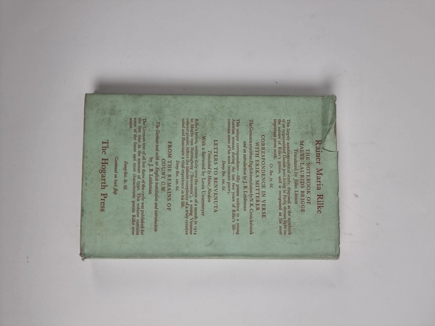 Selected Works Volume 1 Prose, Rainer Maria Rilke — First Edition