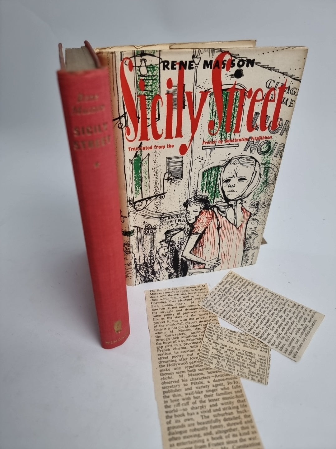 Sicily Street, Rene Masson. 1951 1st Edition Paul Hogarth dust jacket News Clips