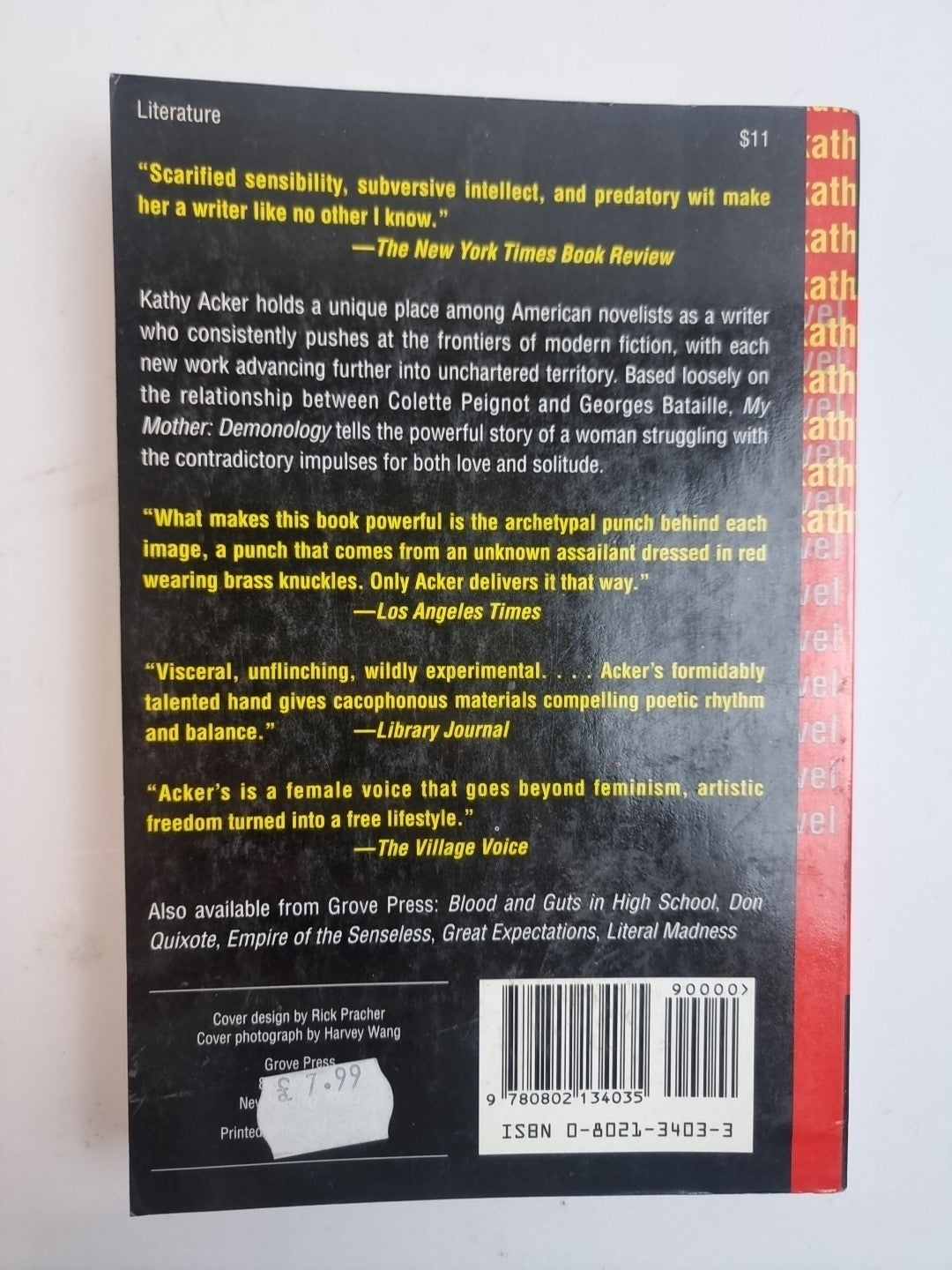 My Mother: Demonology by ACKER (Paperback, 1994) Signed 1st Ed New Free Delivery