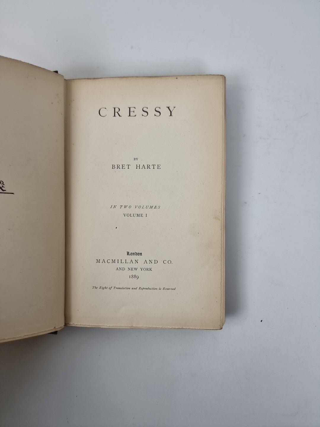 Cressy (Volume 1), Bret Harte — First Edition, Reprint (Feb. 1889)