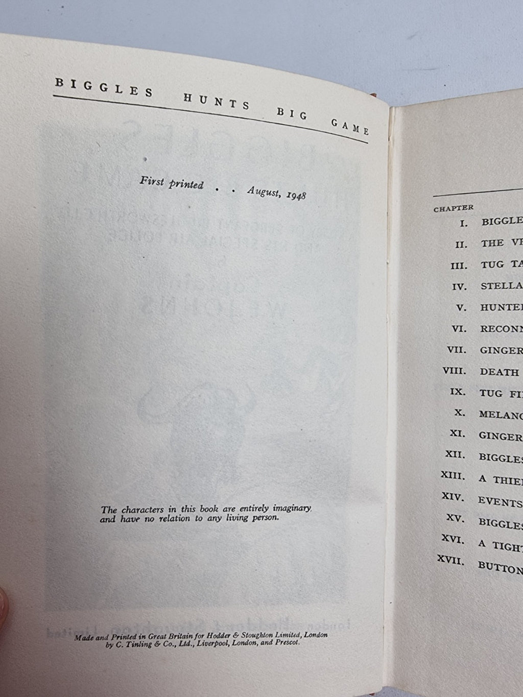 Biggles Hunts Big Game, Captain W.E. Johns — First Edition, FIRST Issue