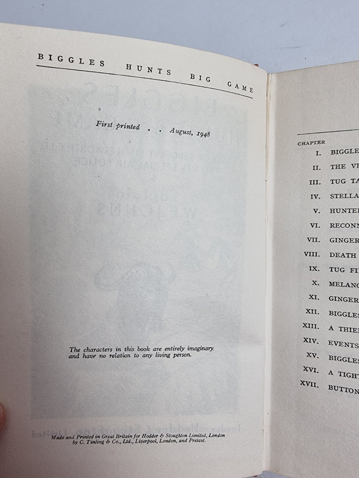 Biggles Hunts Big Game, Captain W.E. Johns — First Edition, FIRST Issue
