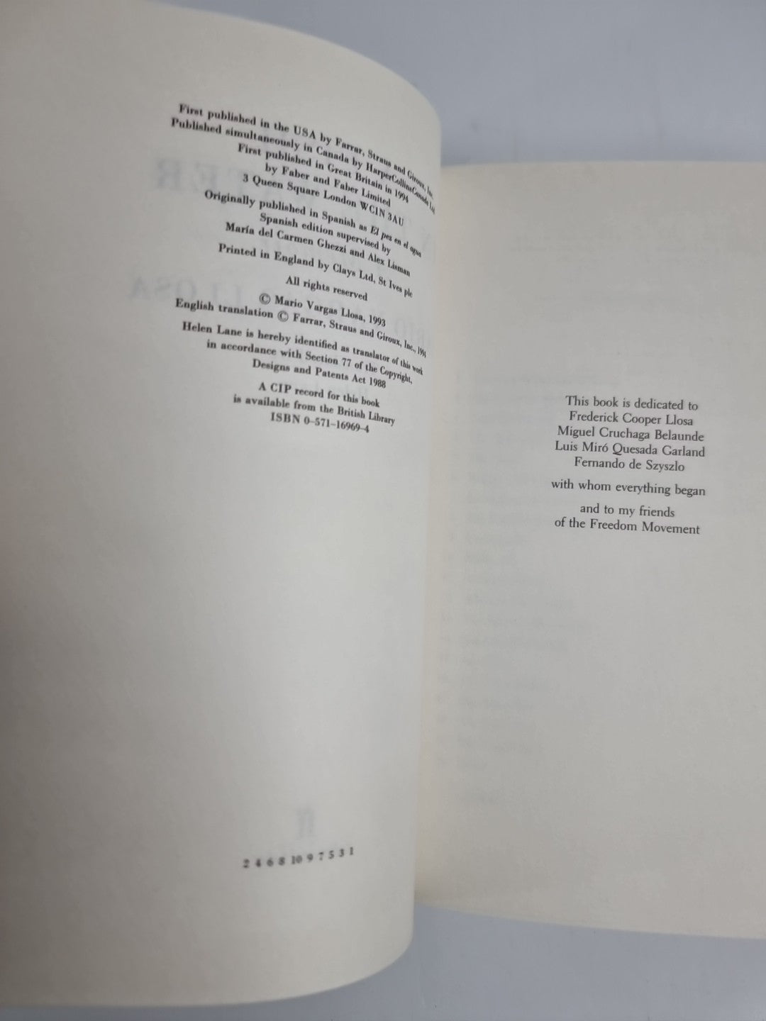 LLOSA, MARIO VARGAS (1936-) A Fish in the Water : 1st Edition Unread As New