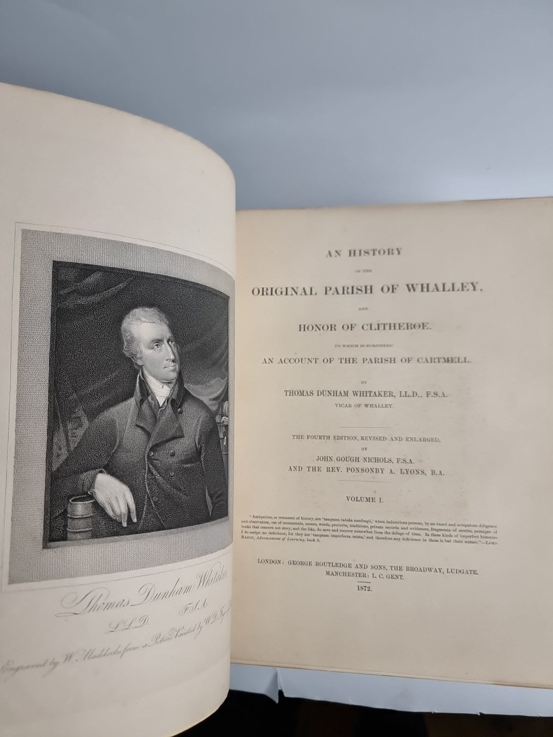 THOMAS DUNHAM WHITAKER An History of the Original Parish of Whalley - 1872