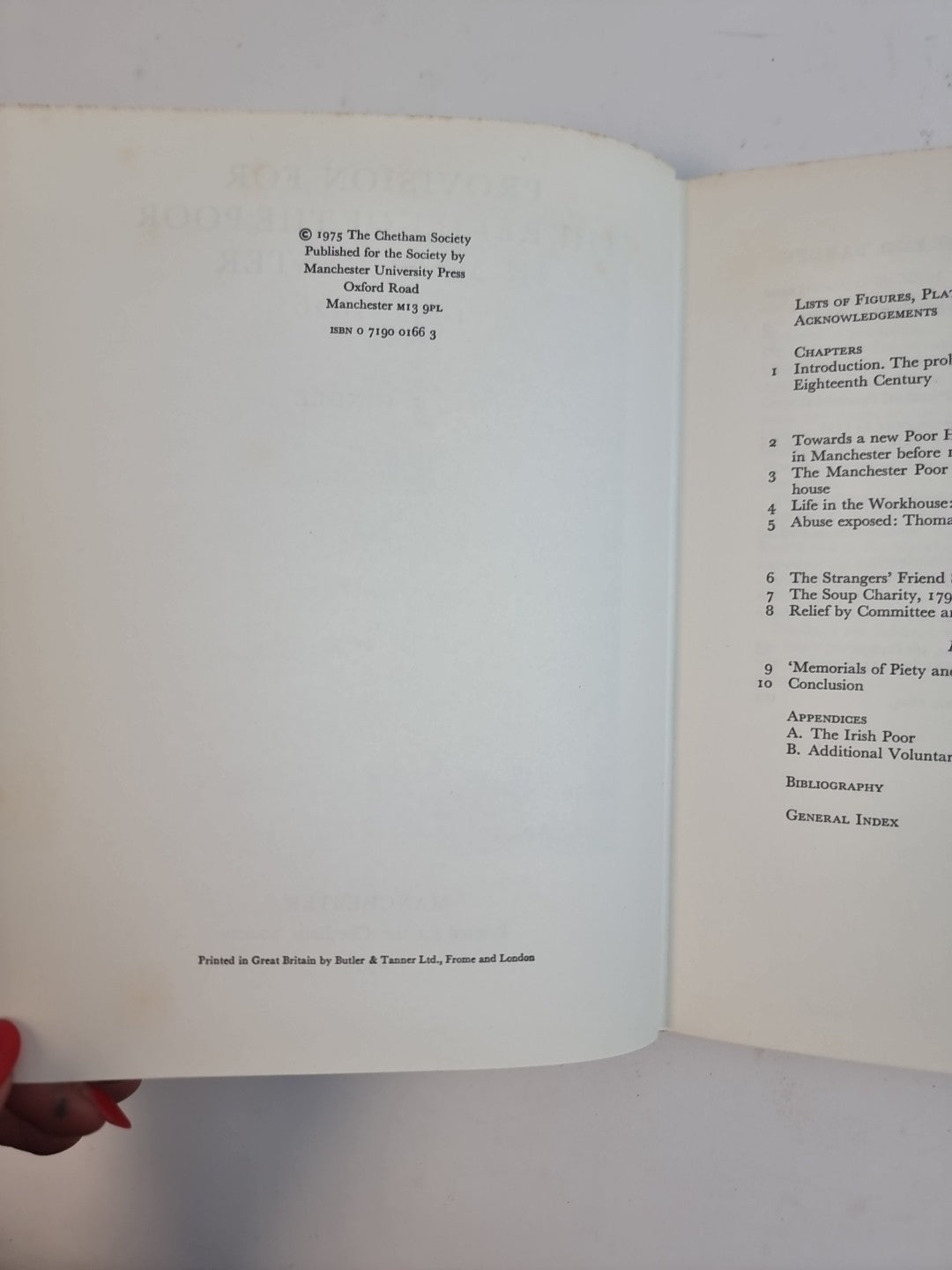Provision for the Relief of the Poor in Manchester, 1754-1826 by G. B. Hindle