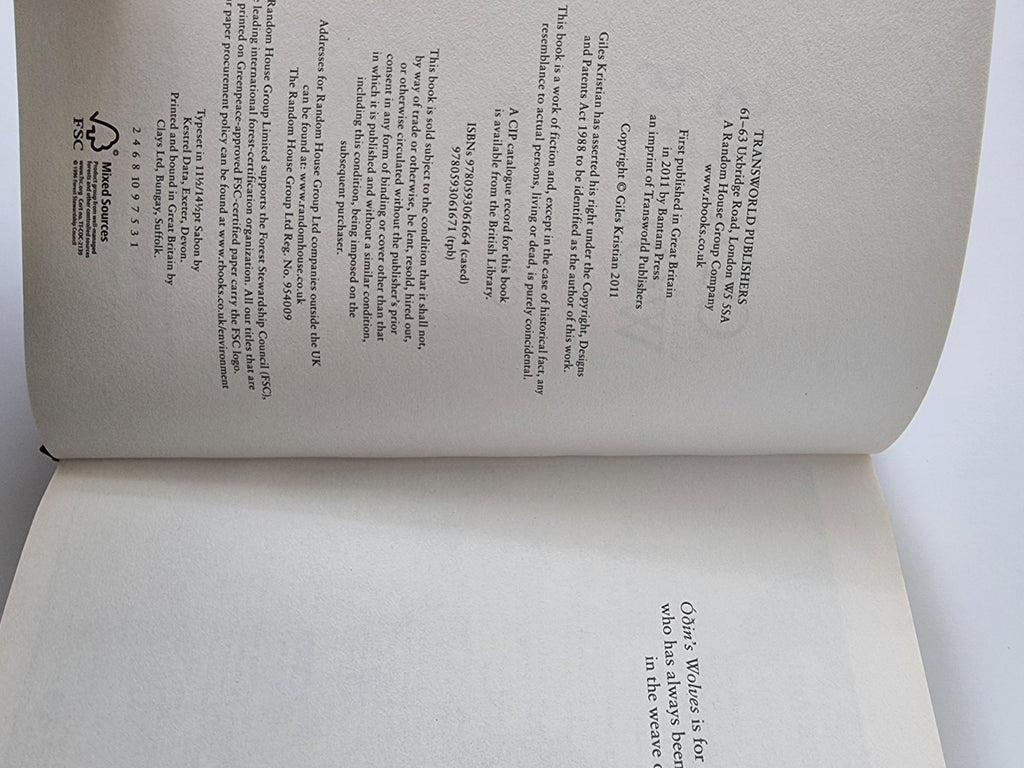 Raven: Odins Wolves - Kristian, Giles 1st edition 1st print