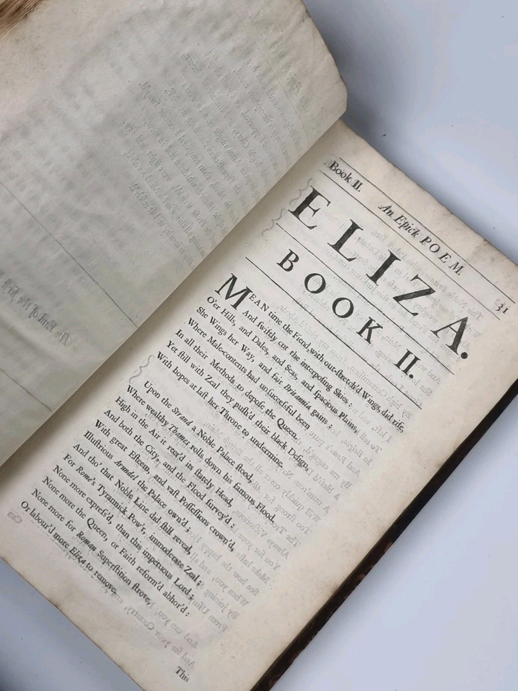 Eliza: An Epick Poem. In ten books. By Sir Richard Blackmore 1705 1st printing