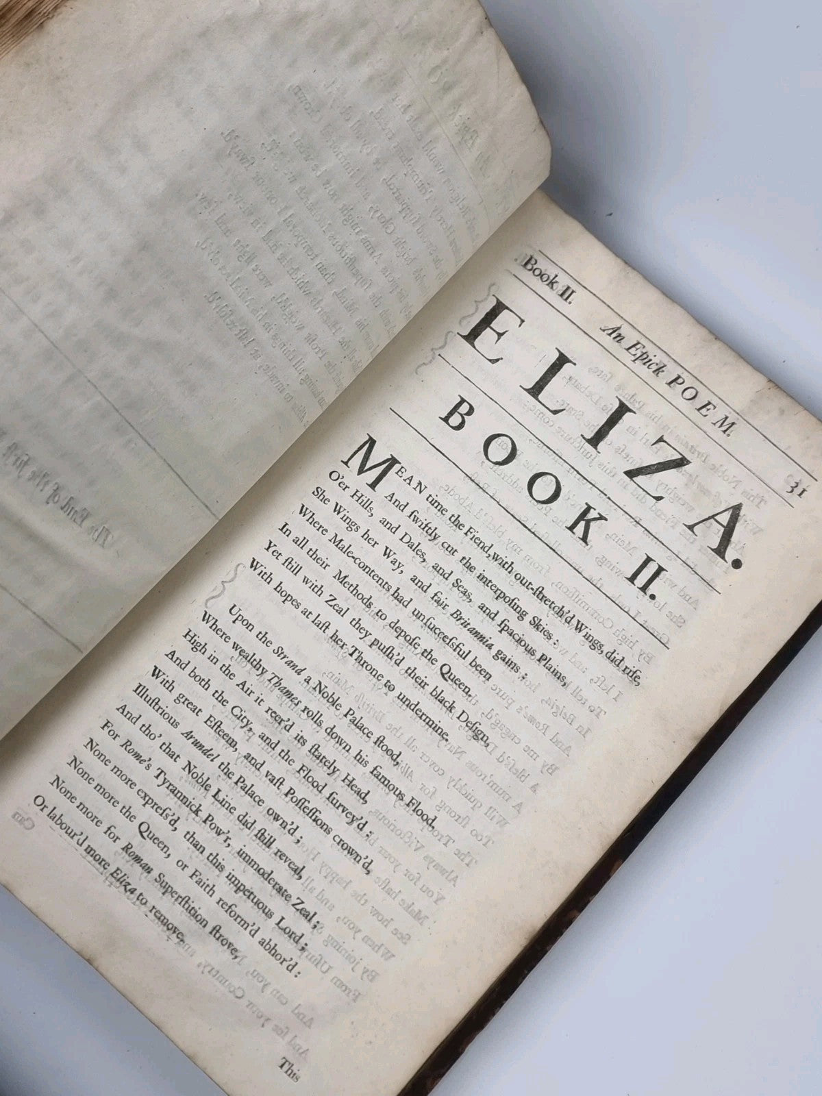 Eliza: An Epick Poem. In ten books. By Sir Richard Blackmore 1705 1st printing