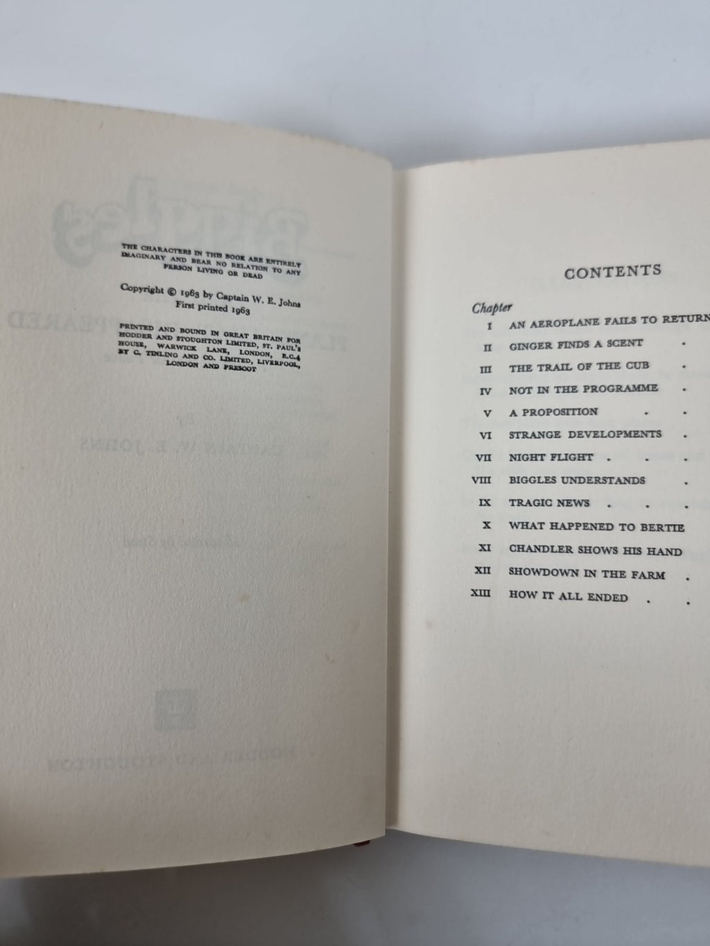 Biggles and the Plane that Disappeared, Captain W. E. Johns - First Edition