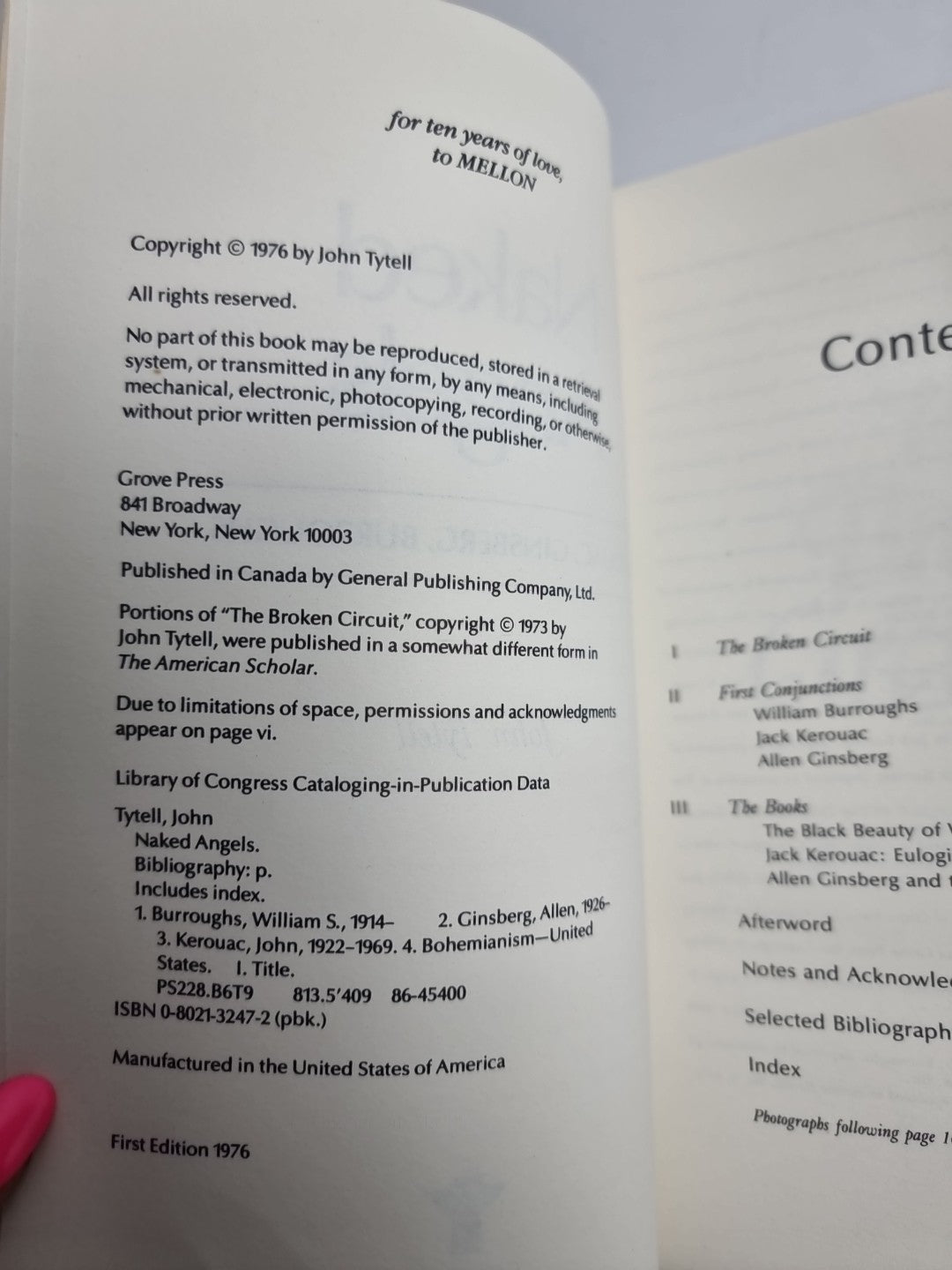 Naked Angels: Kerouac, Ginsberg, Burroughs by J Tytell 1st Edition Free Delivery