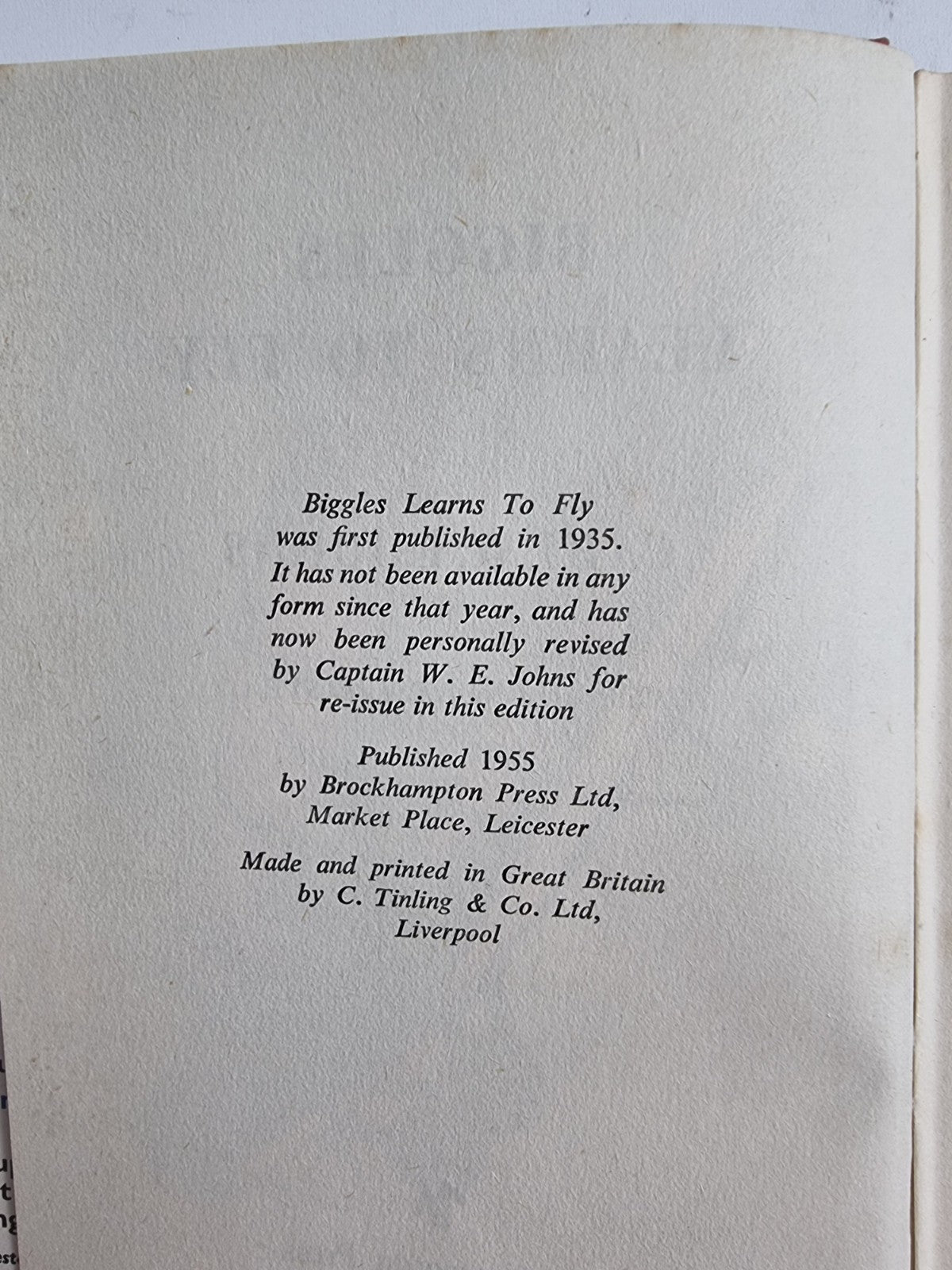 Biggles Learns To Fly, Captain W.E. Johns — First Edition, Revised Edition 1955