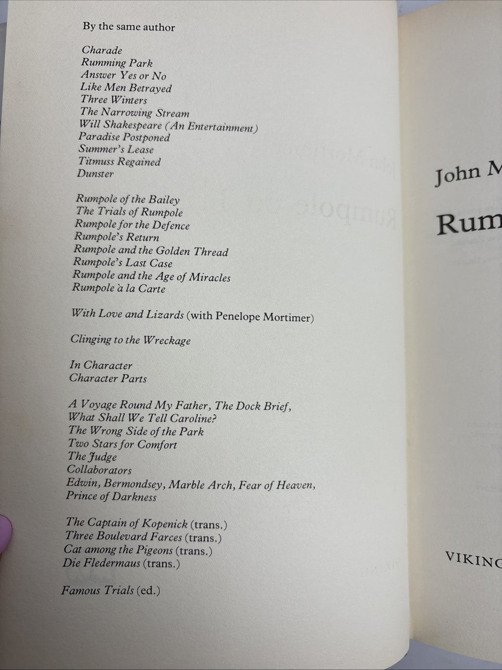 Rumpole on Trial by John Mortimer Hardback 1st Edition