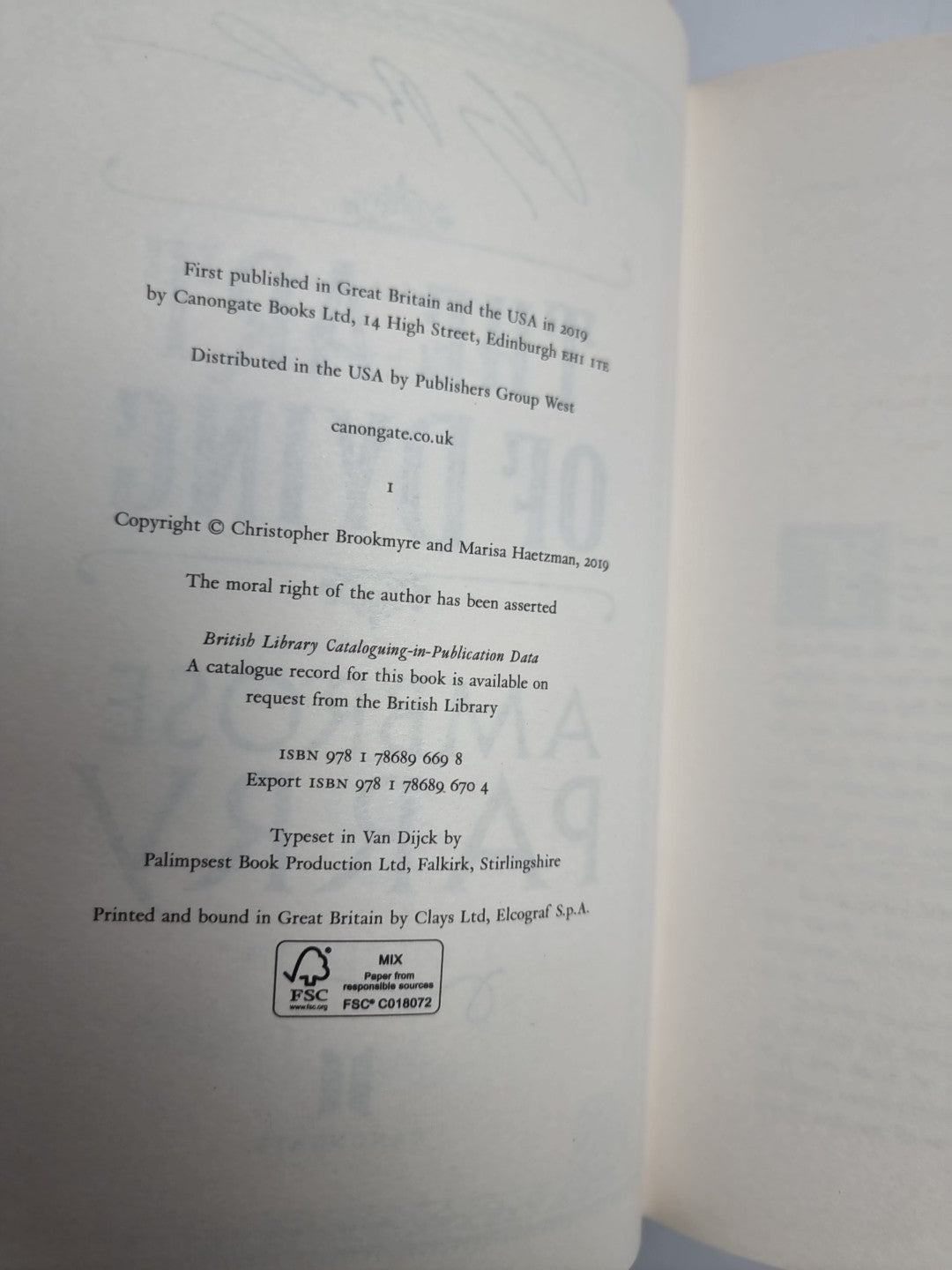 The Art of Dying:A Raven & Fisher Mystery- Parry, Ambrose 1st Edition Signed New