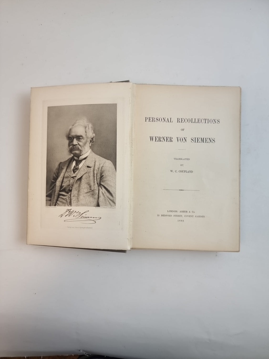 Personal Recollections of Werner von Siemens — FIRST English Edition, 1893