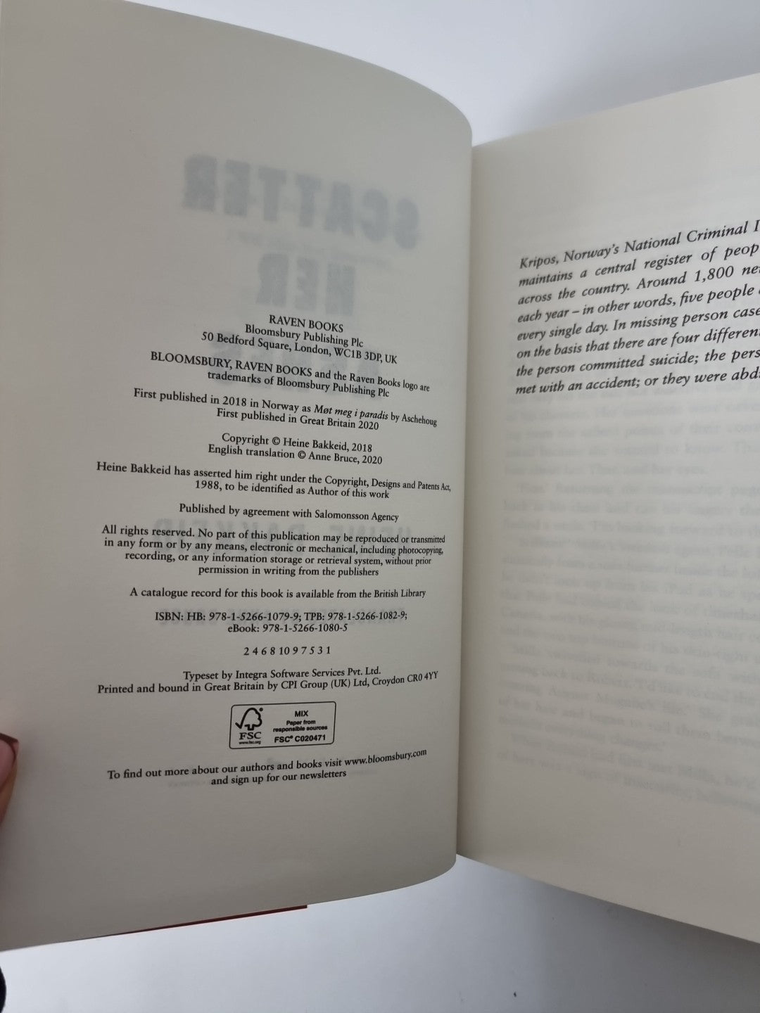 Scatter Her Ashes Hardcover Heine Bakkeid 1st edition