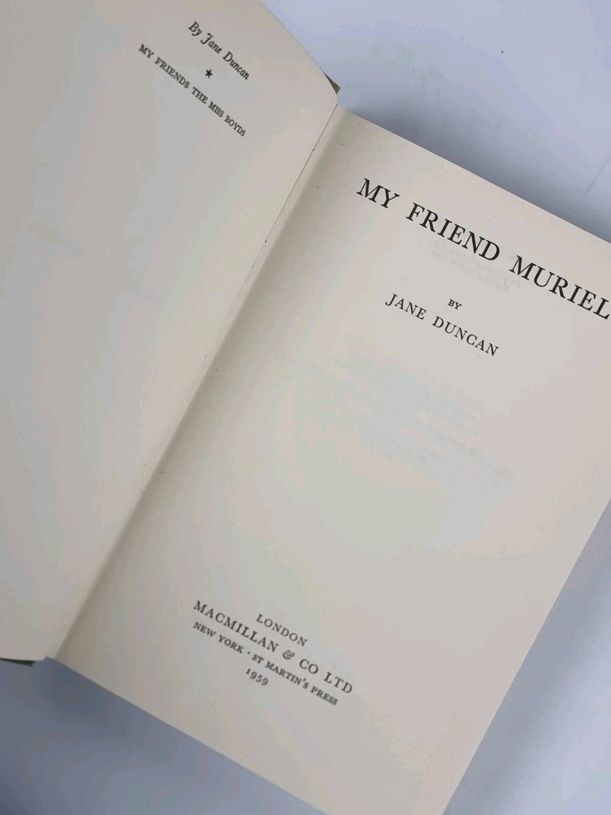 MY FRIEND MURIEL by JANE DUNCAN 1959 FIRST REPRINT