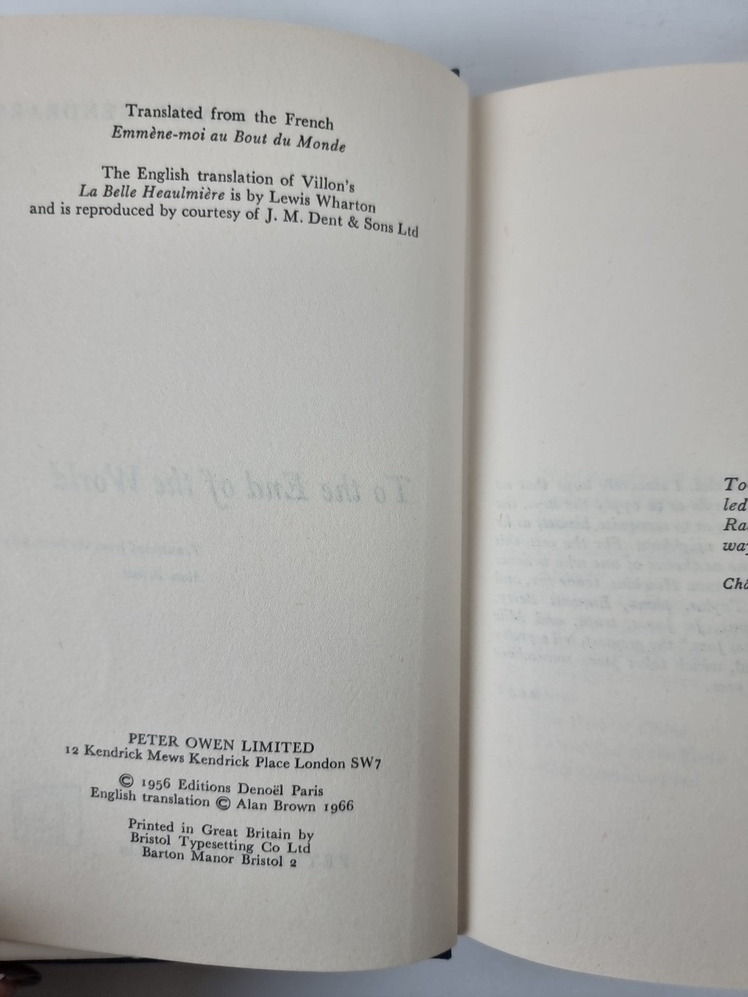 To The End Of The World, Blaise Cendrars