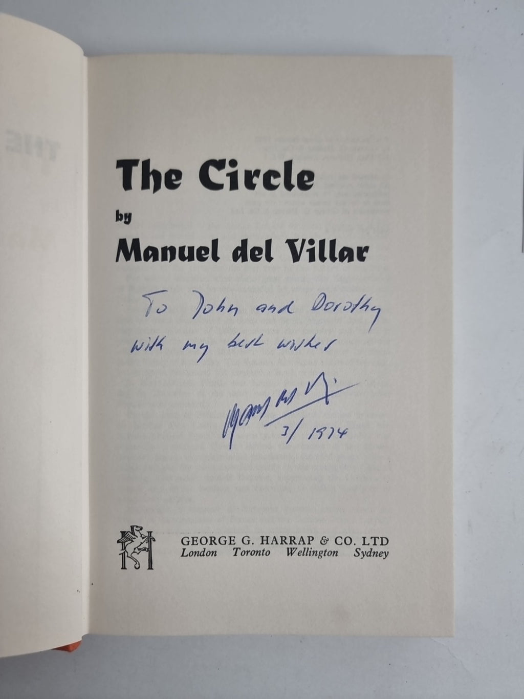 The Circle, Manuel Del Villar — Presentation Copy, SIGNED