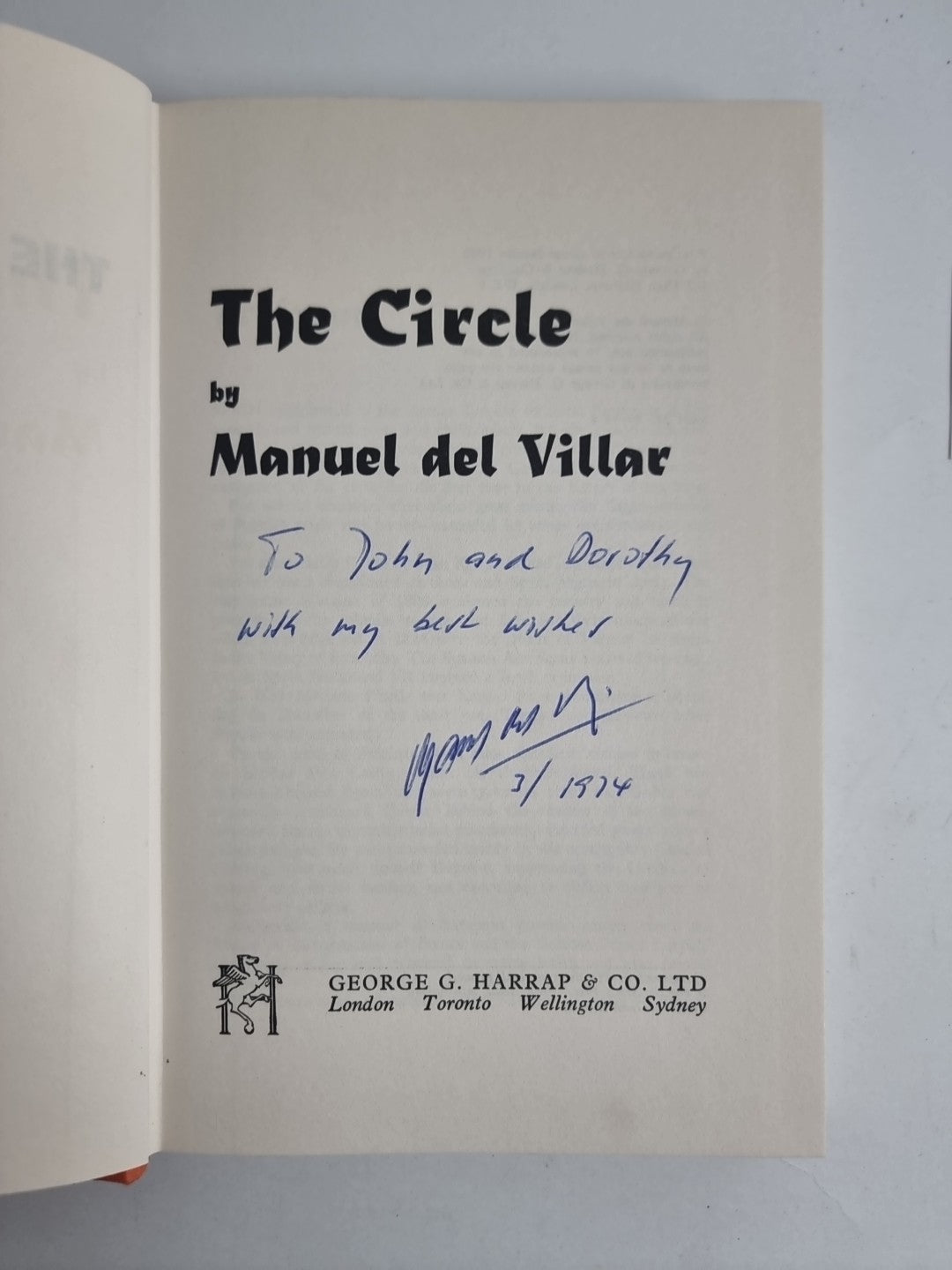 The Circle, Manuel Del Villar — Presentation Copy, SIGNED