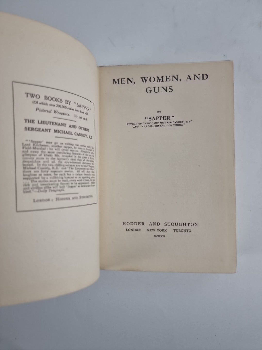 Men, Women and Guns, 'Sapper' — Third Edition, 1916