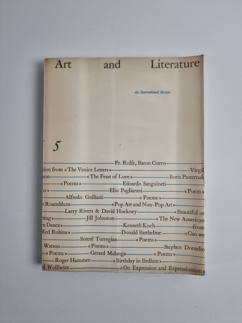 Art and Literature No 5, Baron Corvo, Boris Pasternak, David Hockney, G W Watson