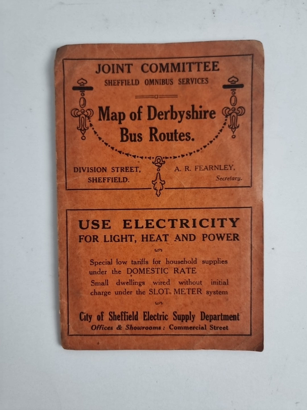 Joint Committee Shefield Omnibus Services Map of Derbyshire Bus Routes — Guide