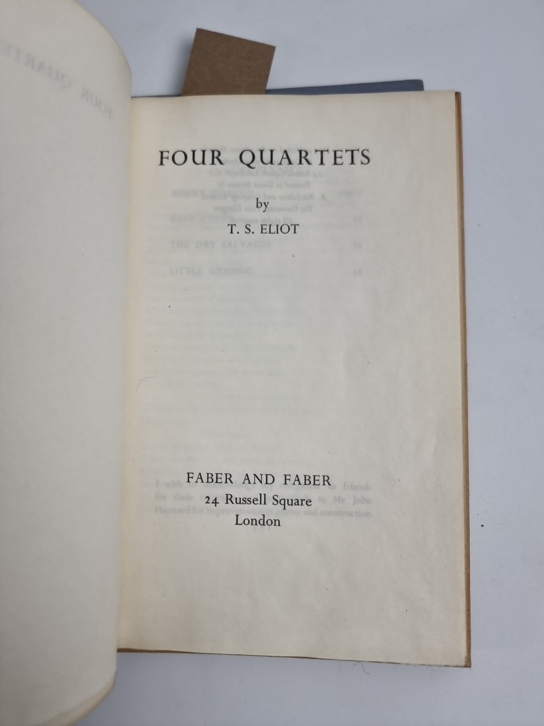 Four Quartets & What Is A Classic By T.S. Eliot. Both 1st Edition 