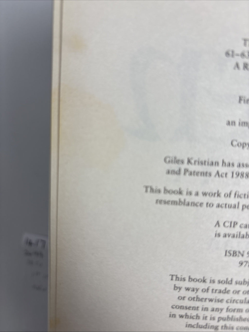 Raven Blood Eye by Giles Kristian 1st Edition 1st Print