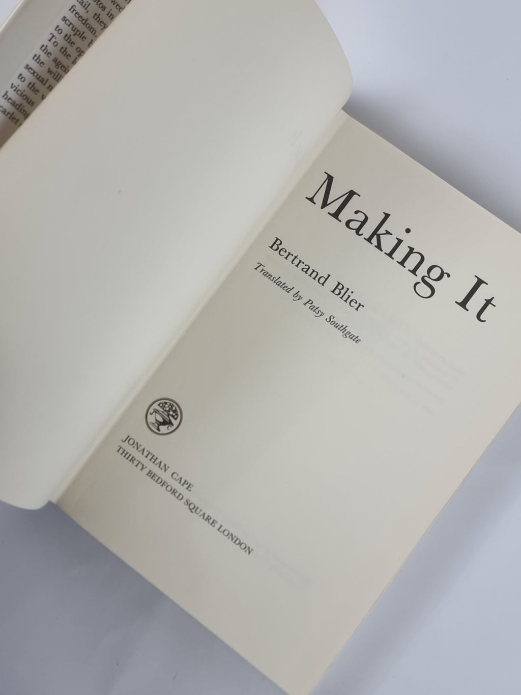 Making It, Bertrand Blier - First UK Edition
