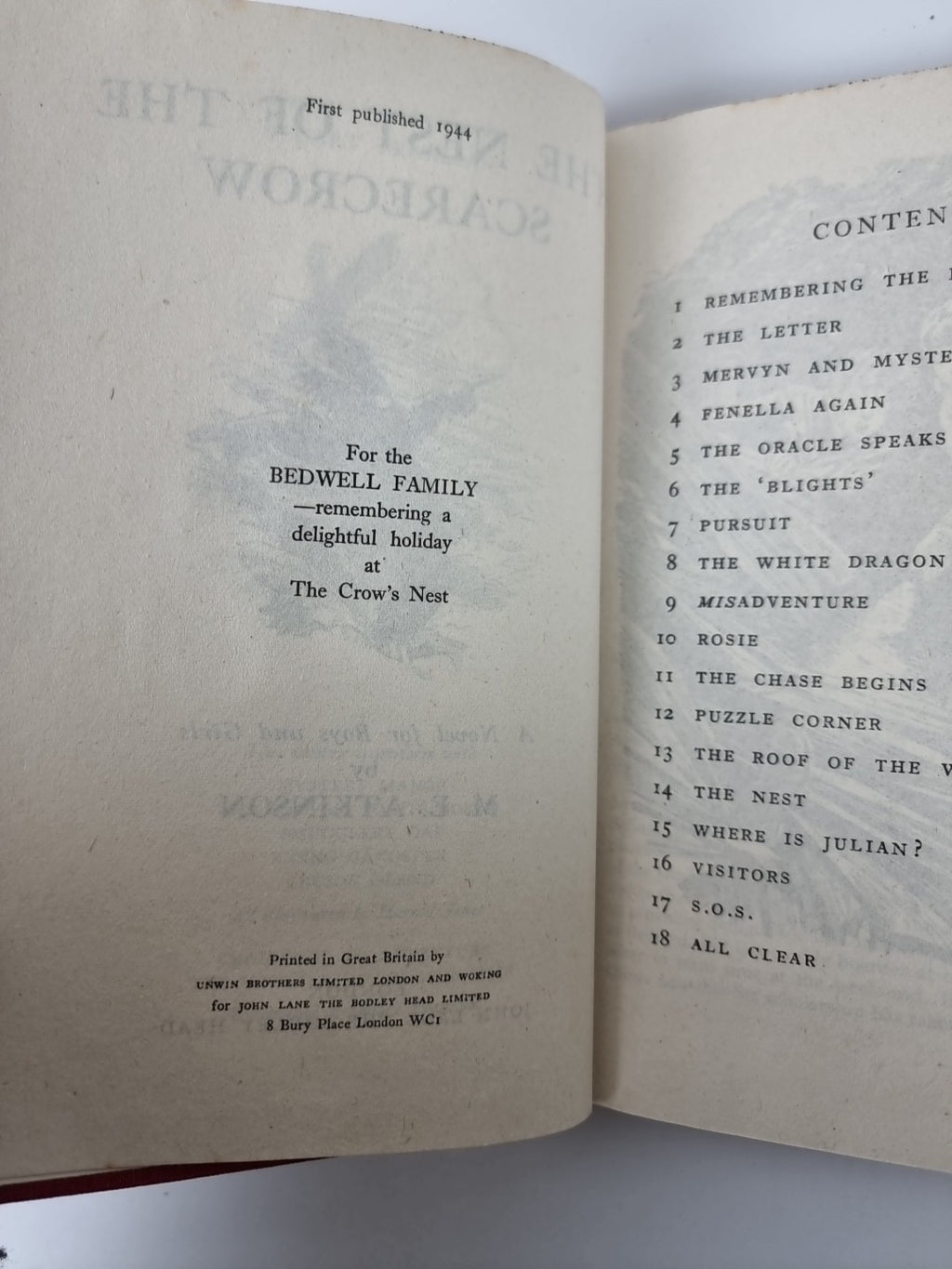 The Nest of the Scarecrow, M. E. Atkinson — First Edition