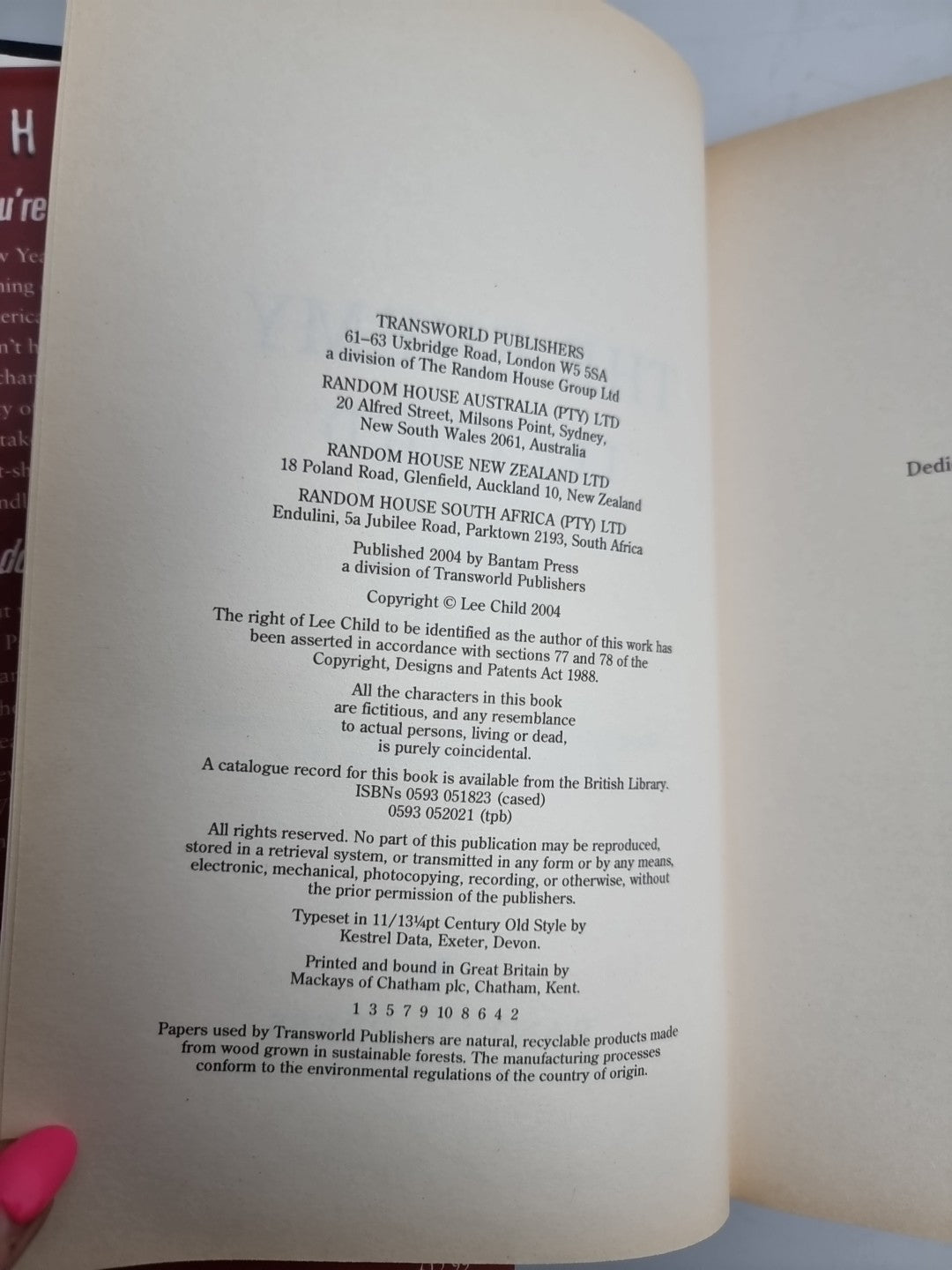 The Enemy Lee Child  A Jack Reacher Novel 1st edition hardback 2004 New Free Del