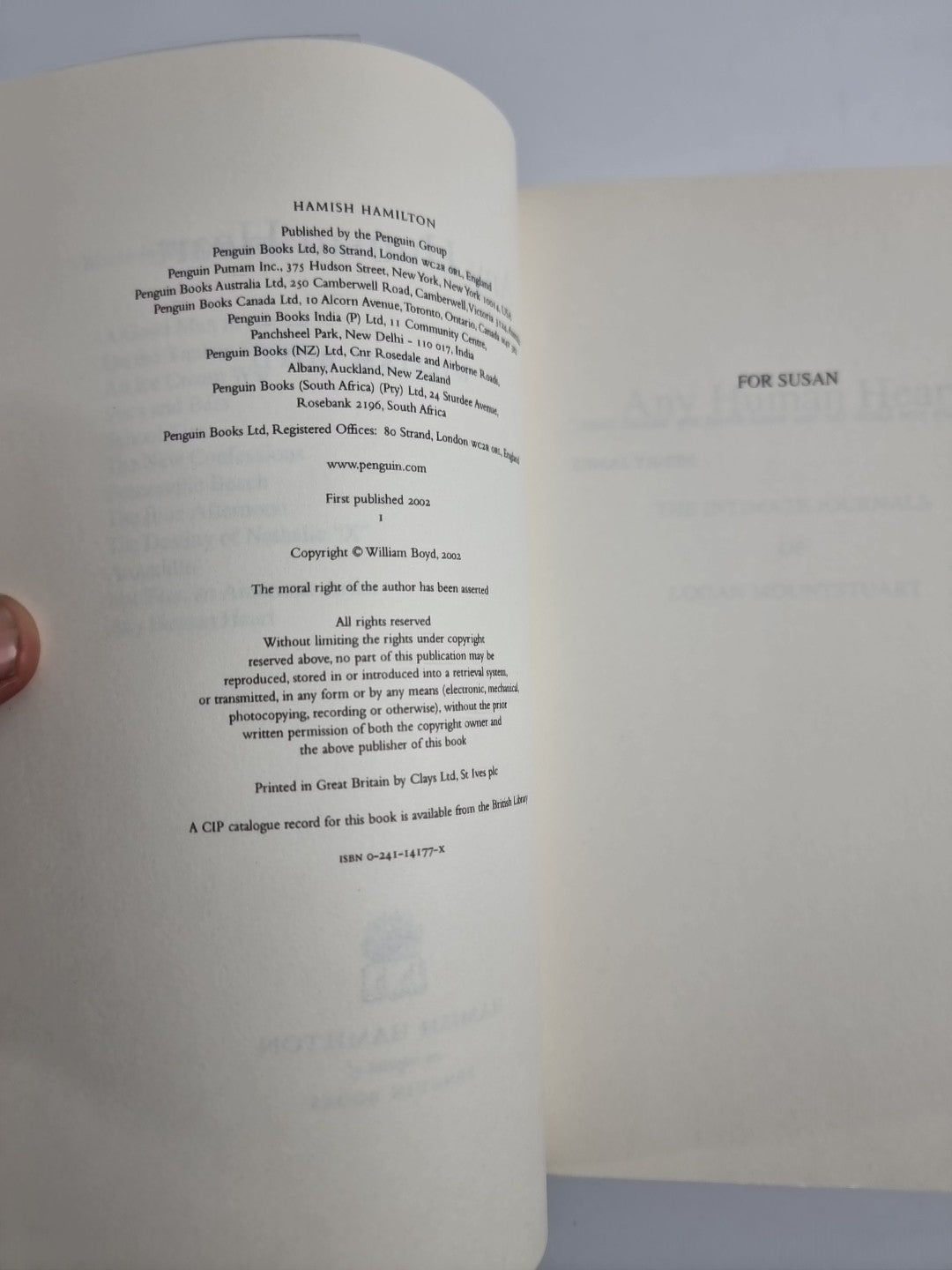 Any Human Heart by William Boyd - Rare Uncorrected Proof Copy- Unread 