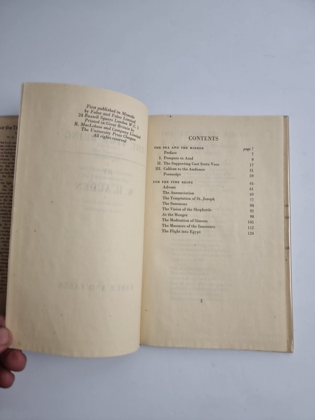 AUDEN, W. H. For the time being    Hardcover Rare 1st Edition