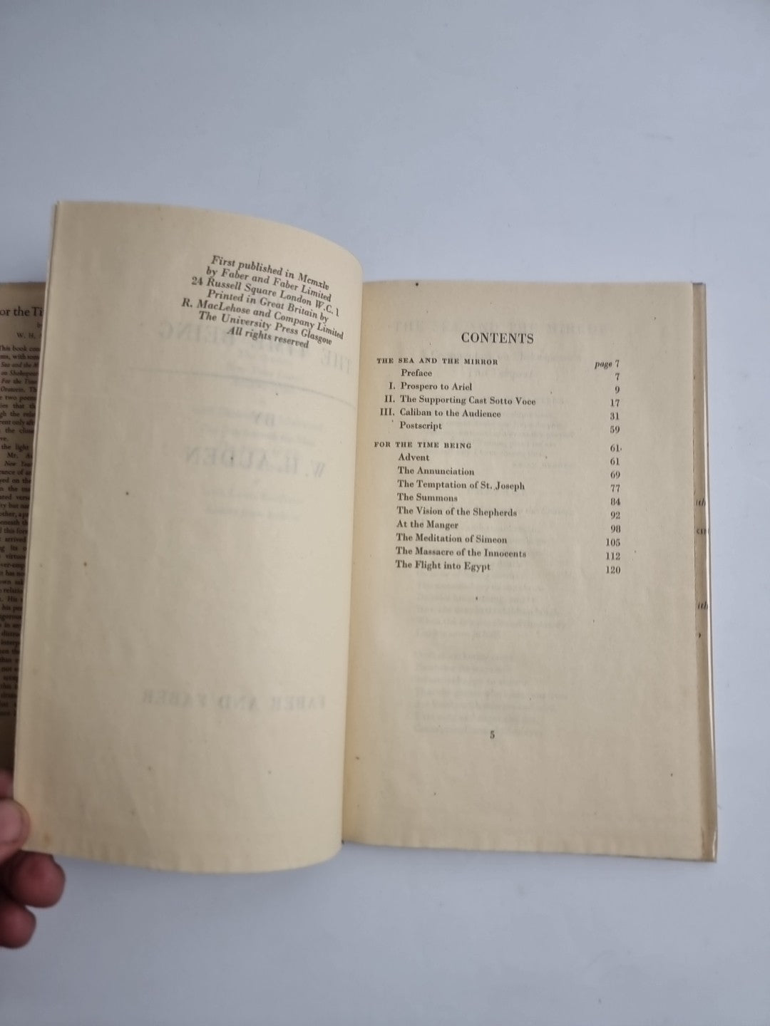 AUDEN, W. H. For the time being    Hardcover Rare 1st Edition