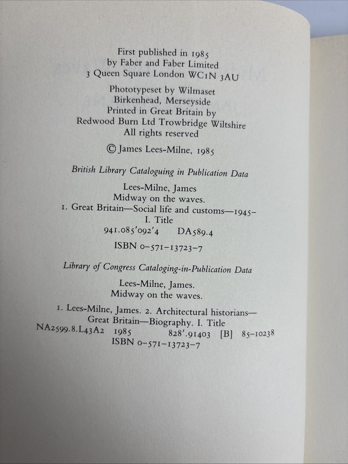 Midway on the Waves by James Lees-Milne Hardback 1st Edition