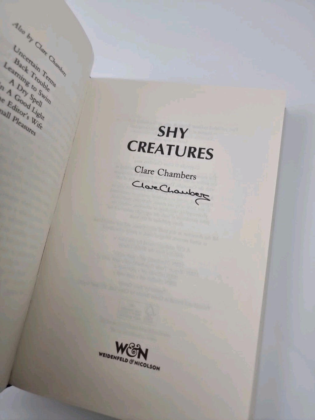 Shy Creatures:  Chambers, Clare Signed 1st Edition Independent Bookshop Edition*