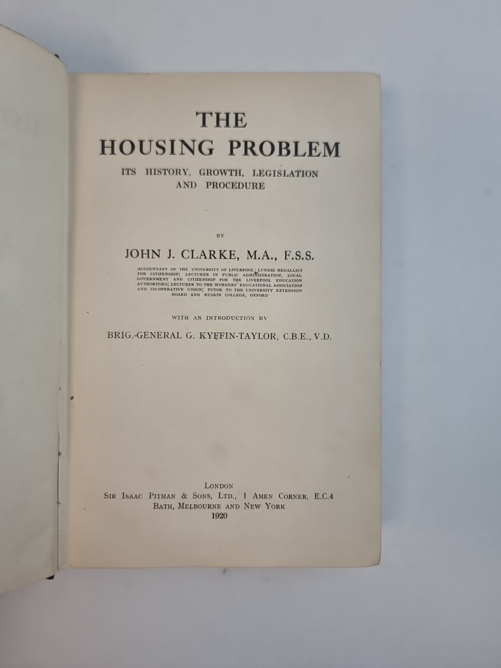 The Housing Problem, Its Growing Legislation And Procedure — Very Good