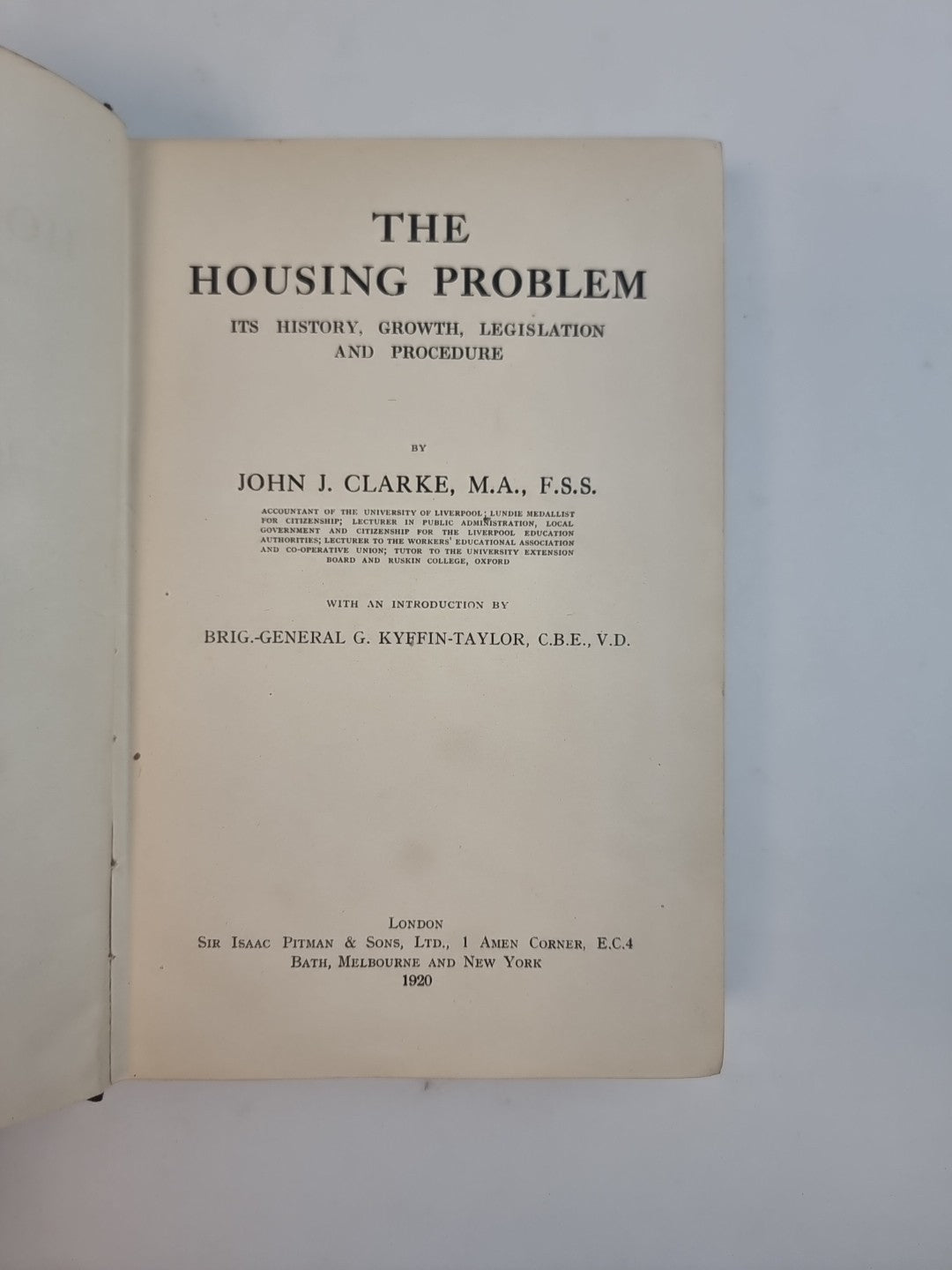 The Housing Problem, Its Growing Legislation And Procedure — Very Good
