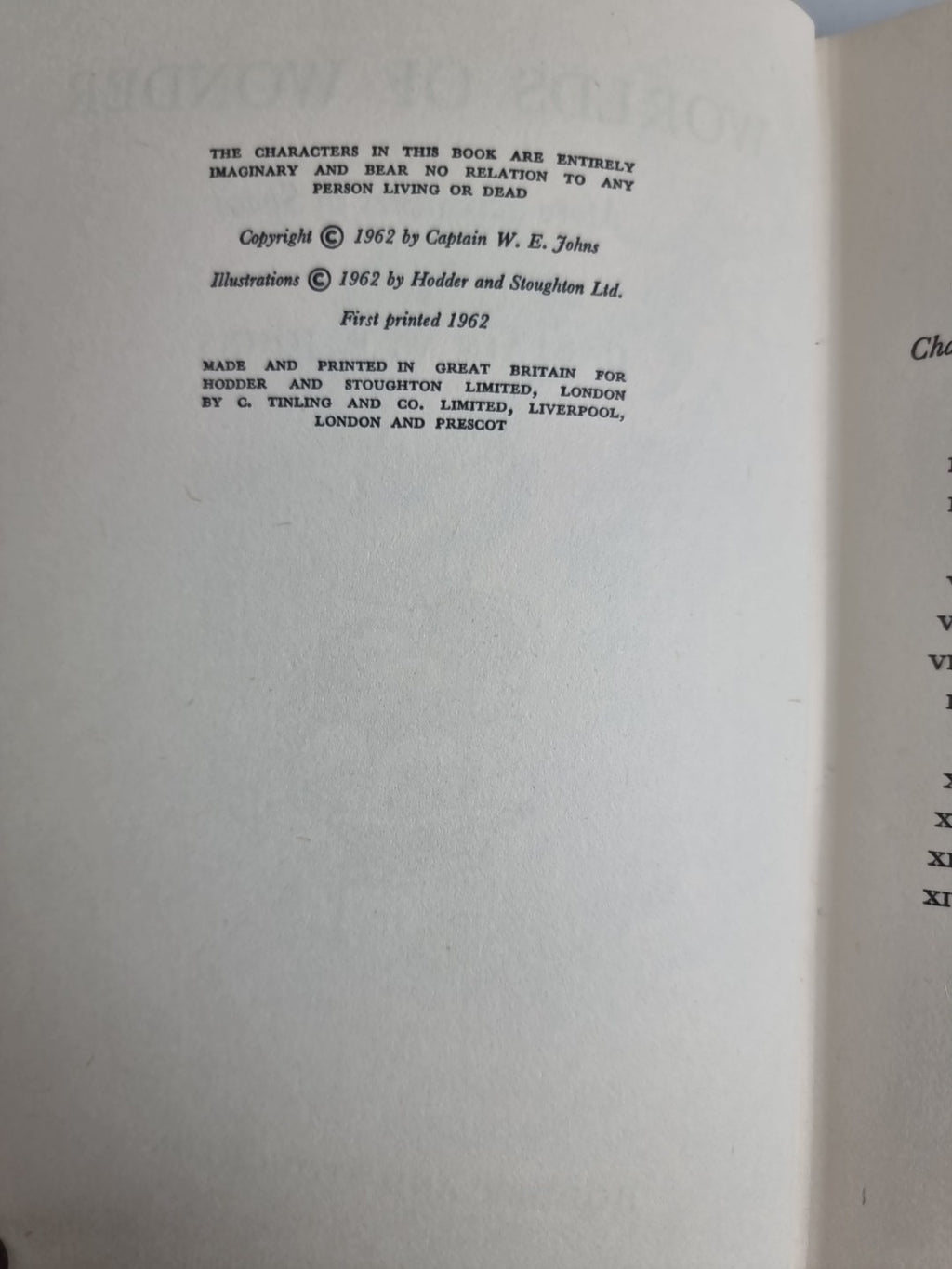 Worlds of Wonder, Captain W. E. Johns — First Edition